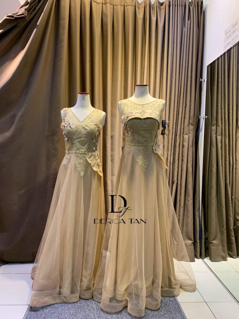 sewa gaun pesta gold