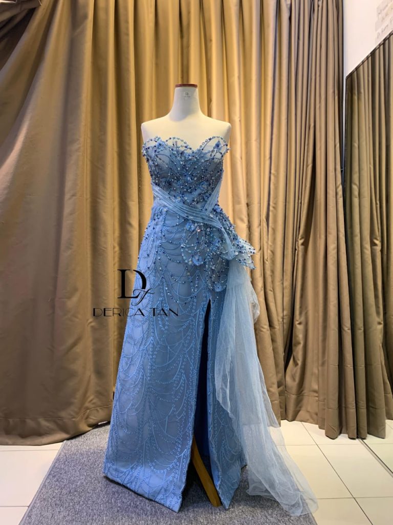 sewa gaun pesta dusty blue